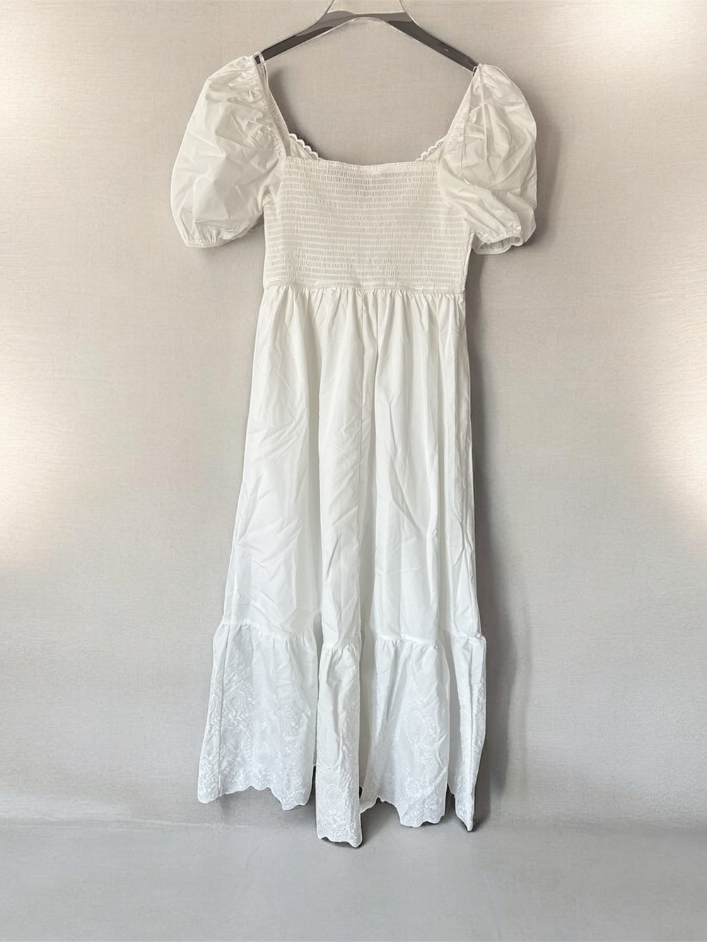 August Sky White Puff Sleeve Maxi Dress (M) NWT